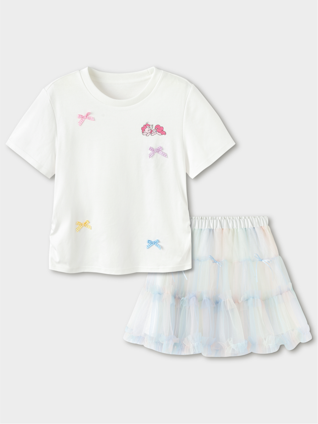 Balabala Girls T-Shirt and Skirt Set White