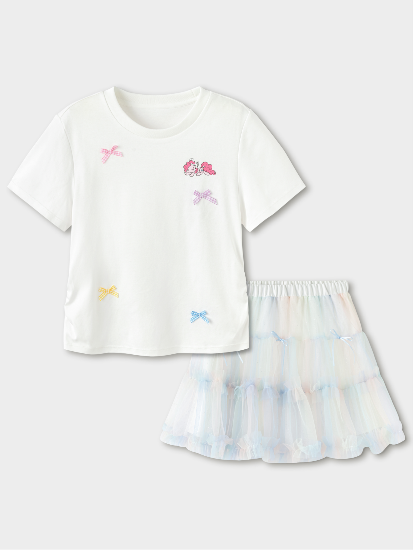 Balabala Girls T-Shirt and Skirt Set White