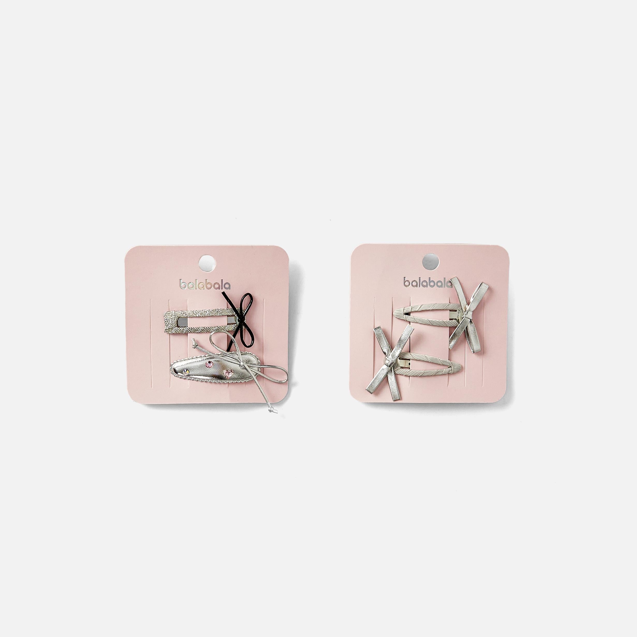Balabala Girls Metallic Hair Clip Set Silver