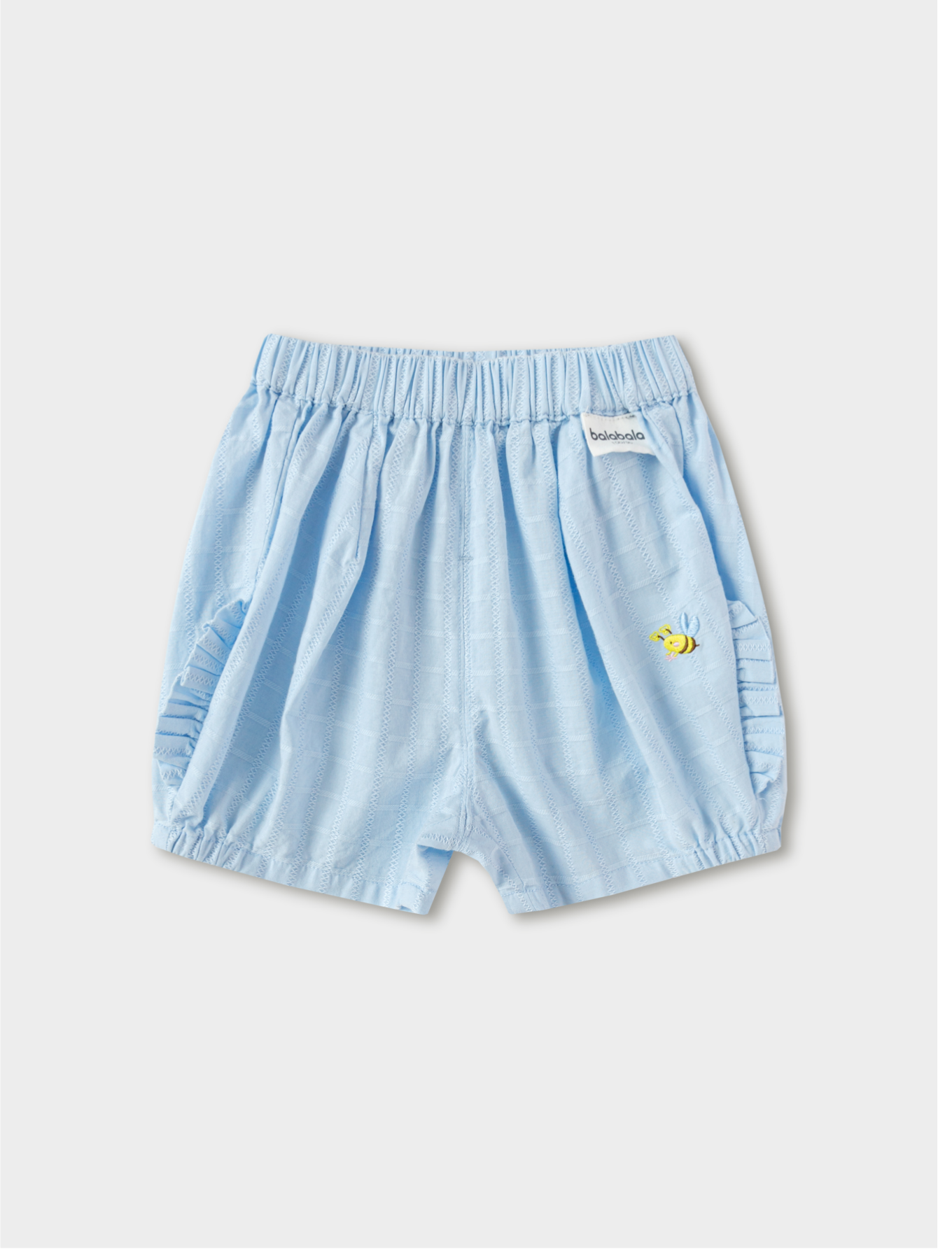 Balabala Elastic Waist Shorts White, Ice blue
