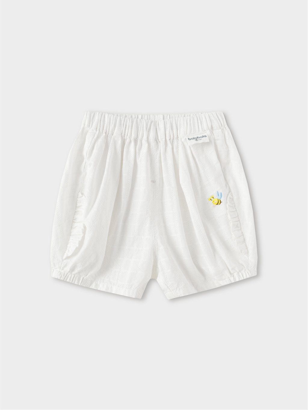 Balabala Elastic Waist Shorts White, Ice blue