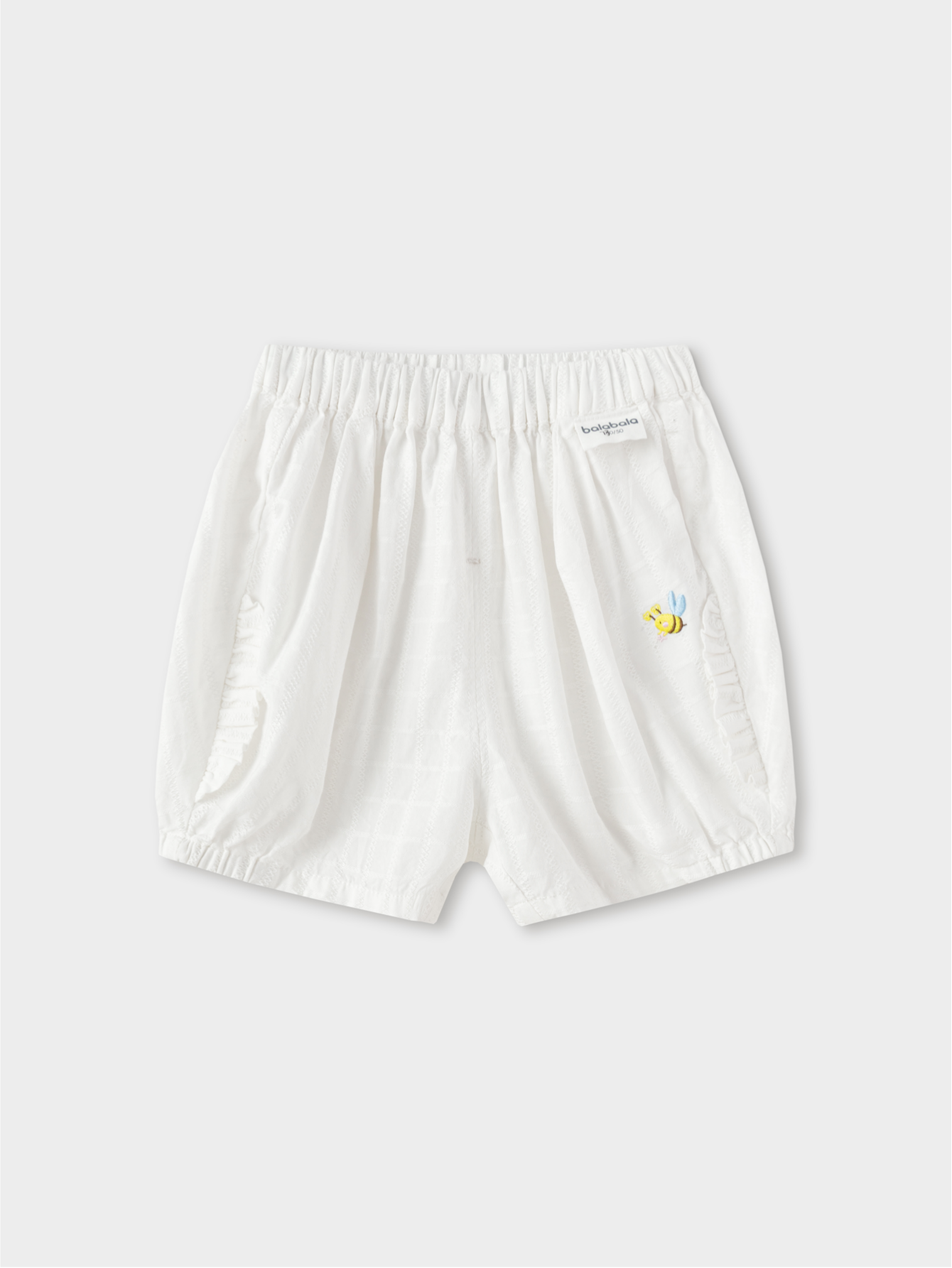 Balabala Elastic Waist Shorts White, Ice blue