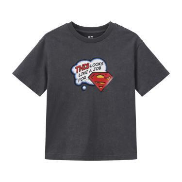 Balabala Boys Superman Graphic T-Shirt Dark Gray,White Gray