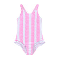 Balabala Striped One-Piece Swimsuit Red White,Red Green