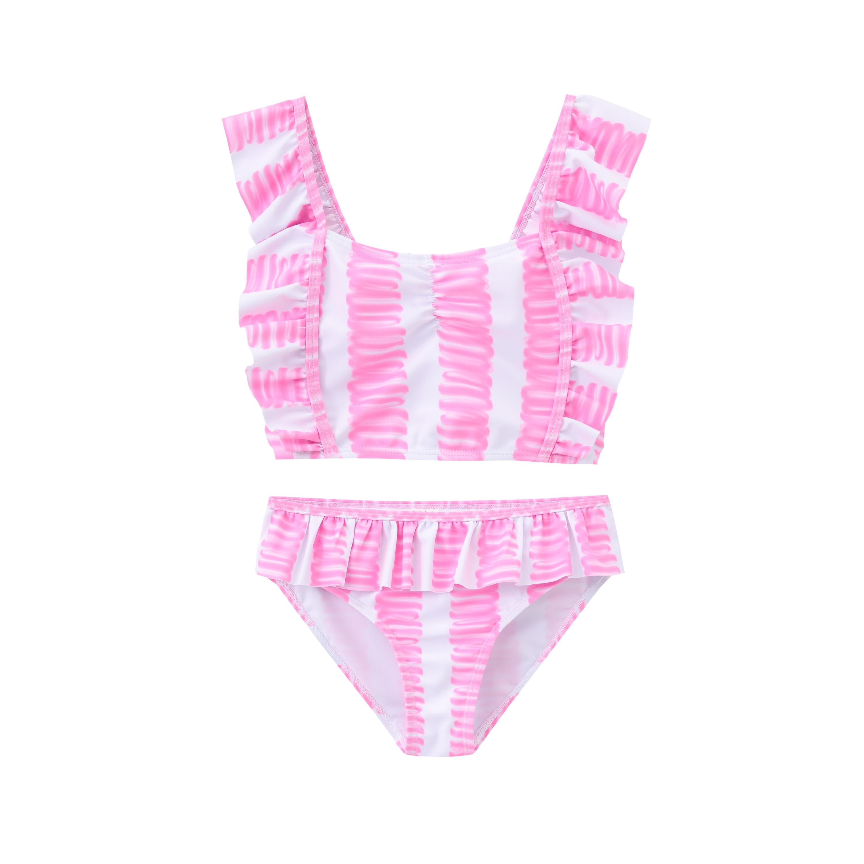 Balabala Girls Ruched Swim Set Rose Red
