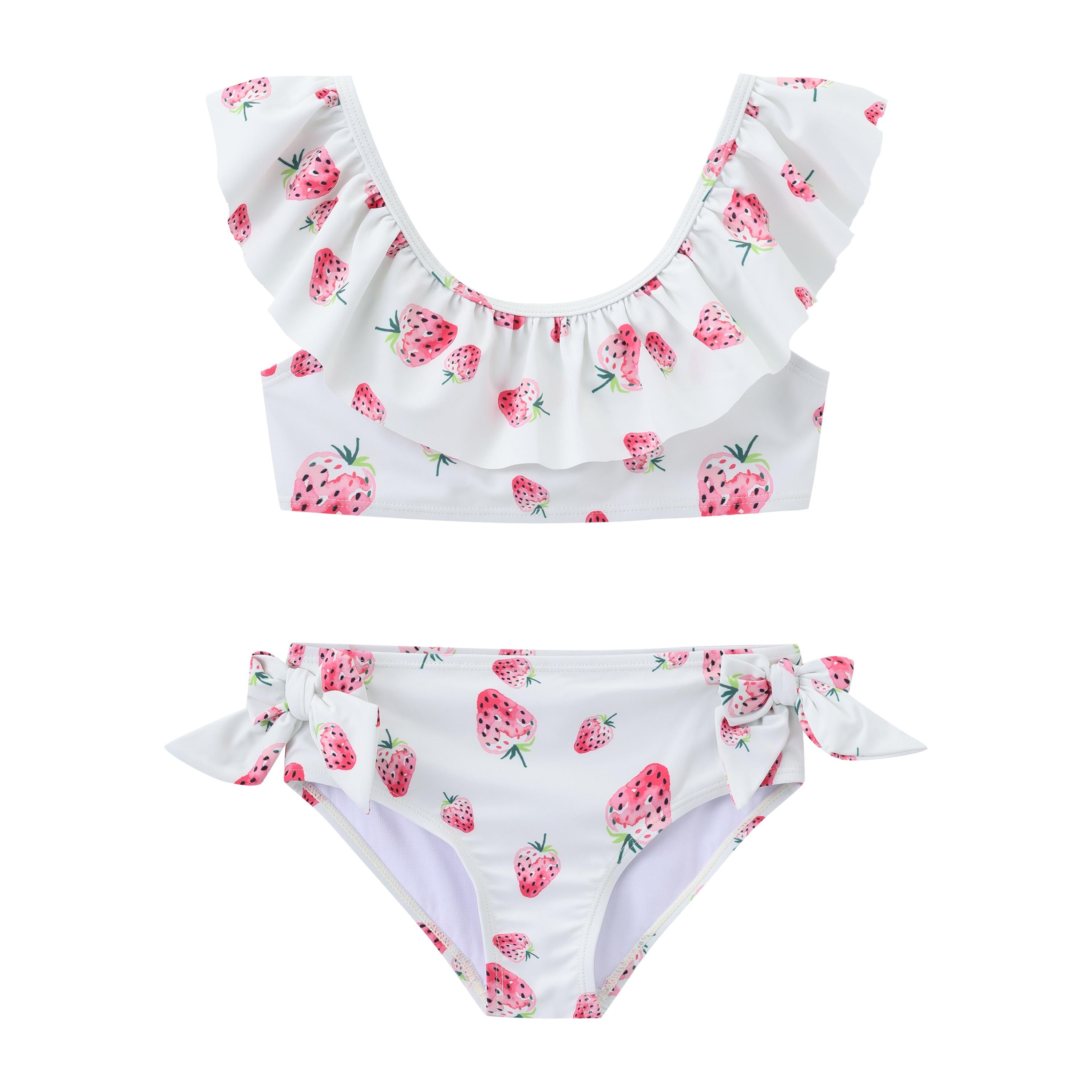 Balabala Strawberry Two-Piece Swimsuit Red White