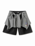 Balabala Girls Layered Denim Shorts Black