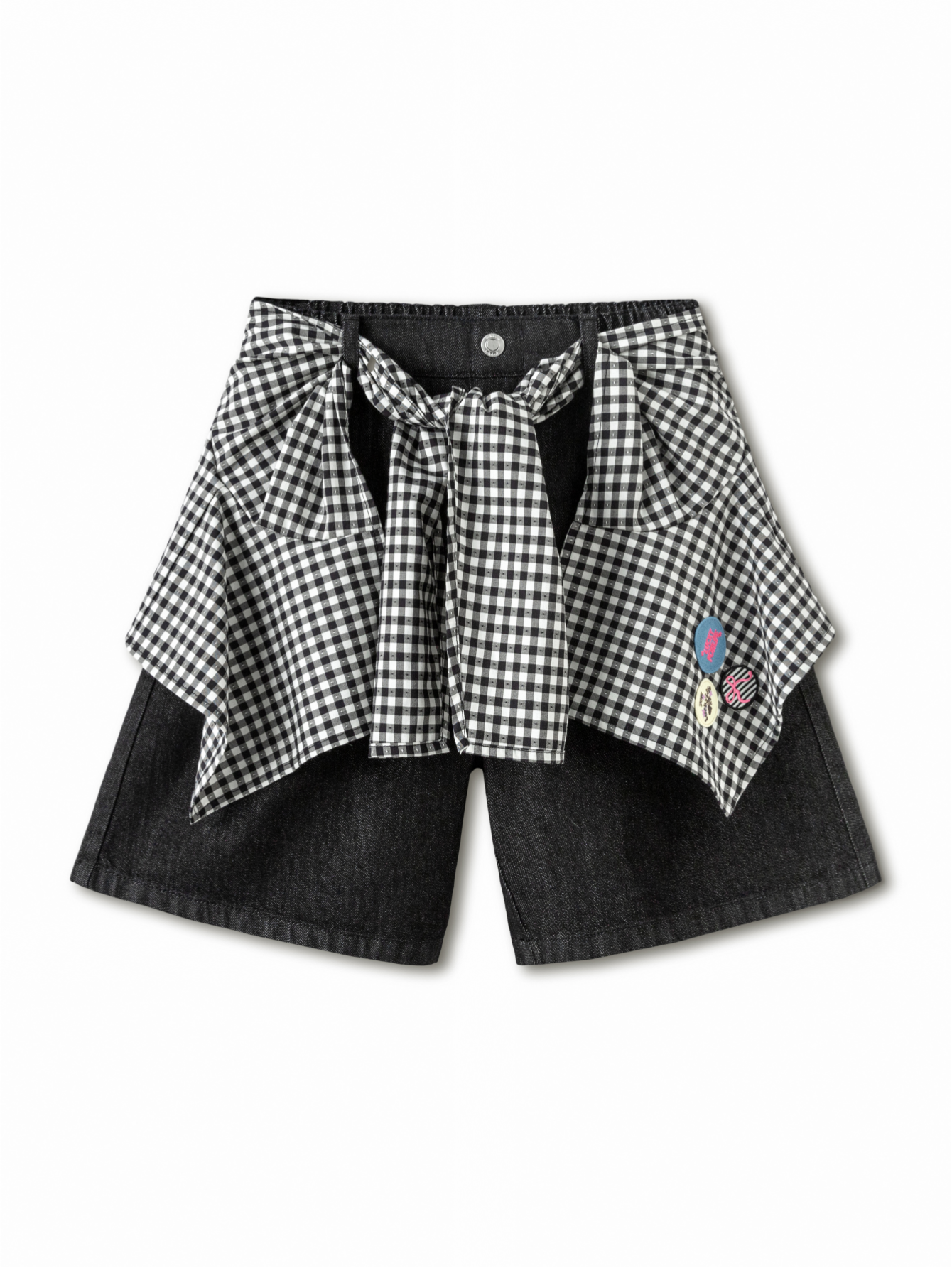Balabala Girls Layered Denim Shorts Black
