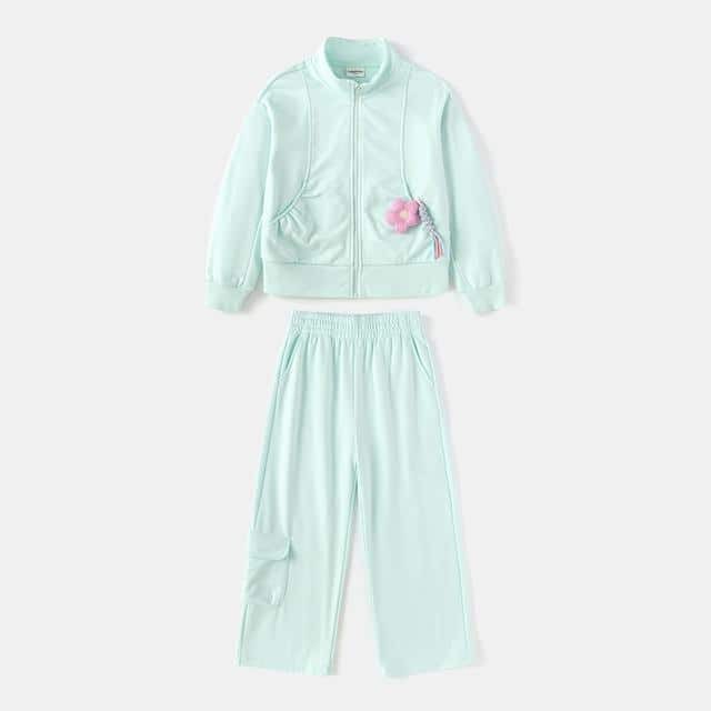 Balabala Girls Flower Suit Pink and Green