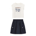 Balabala Girls T-Shirt Skirt Suit White, Navy