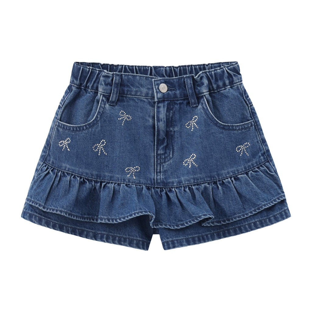 Balabala Girls Bow Denim Skirt Blue, Yellow