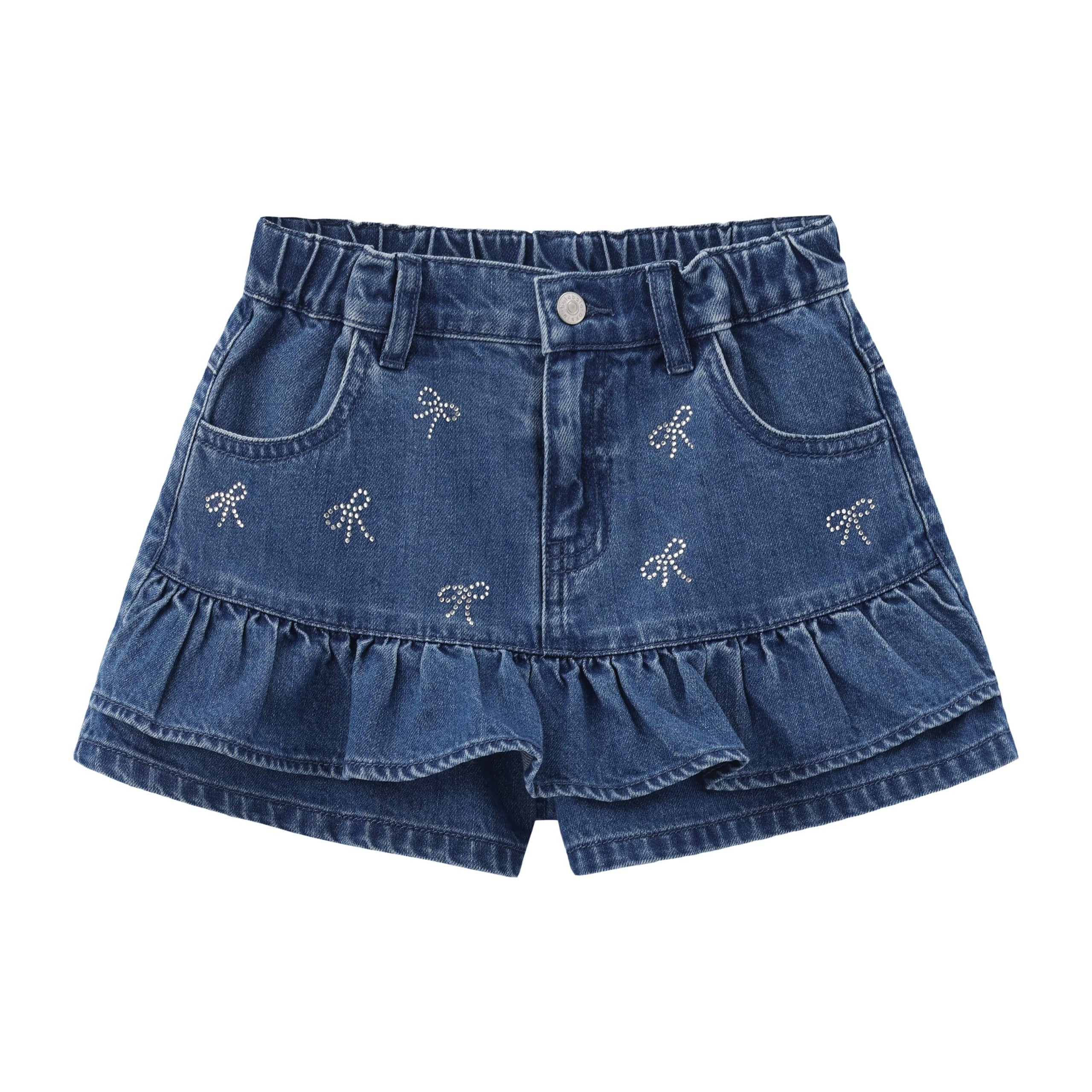Balabala Girls Bow Denim Skirt Blue, Yellow