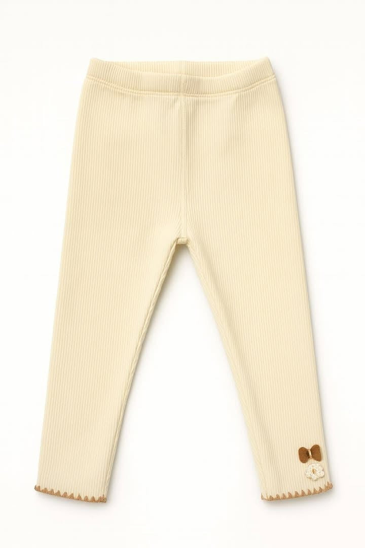 Balabala Leggings Cream Ribbed Knit