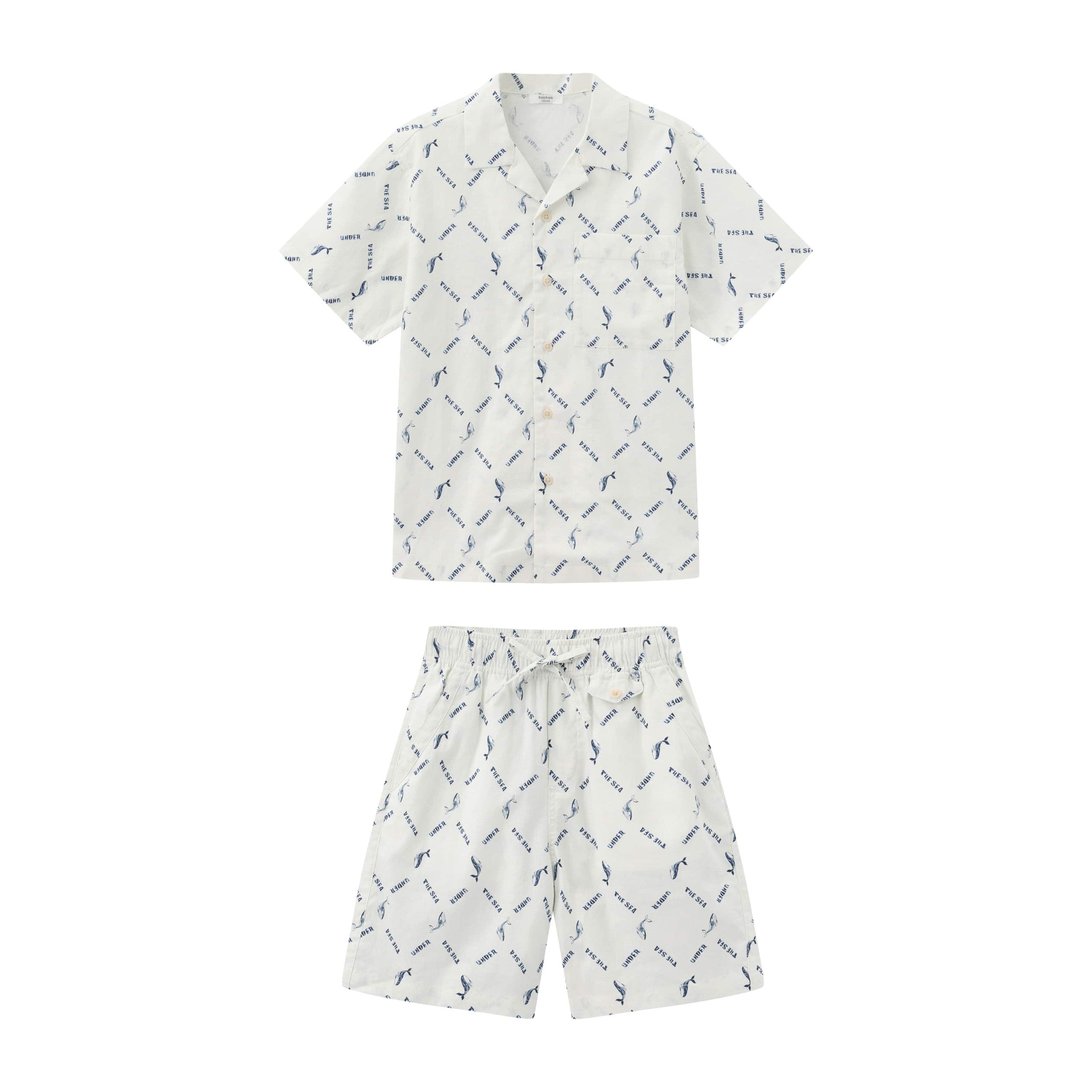 Balabala Boys Shirt and Shorts Suit White, Blue