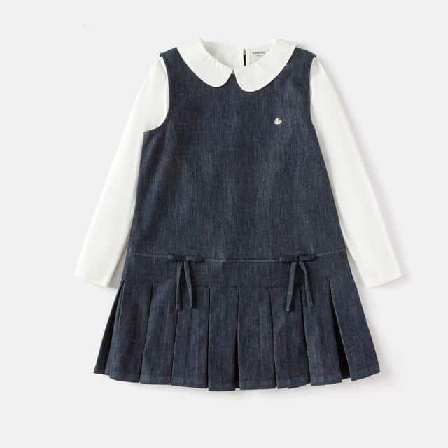 Balabala Dress Denim And White Cotton