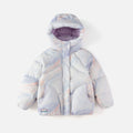 Balabala Down Jacket Light Blue, Purple, And Pink Marble Print