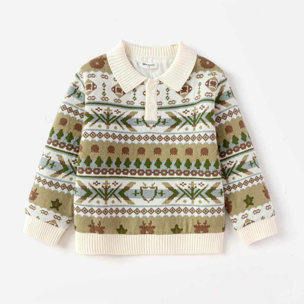 Balabala Sweater White, Green, Brown