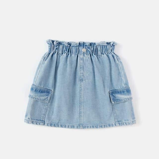 Balabala Girls Pocket Denim Skirt Light Blue
