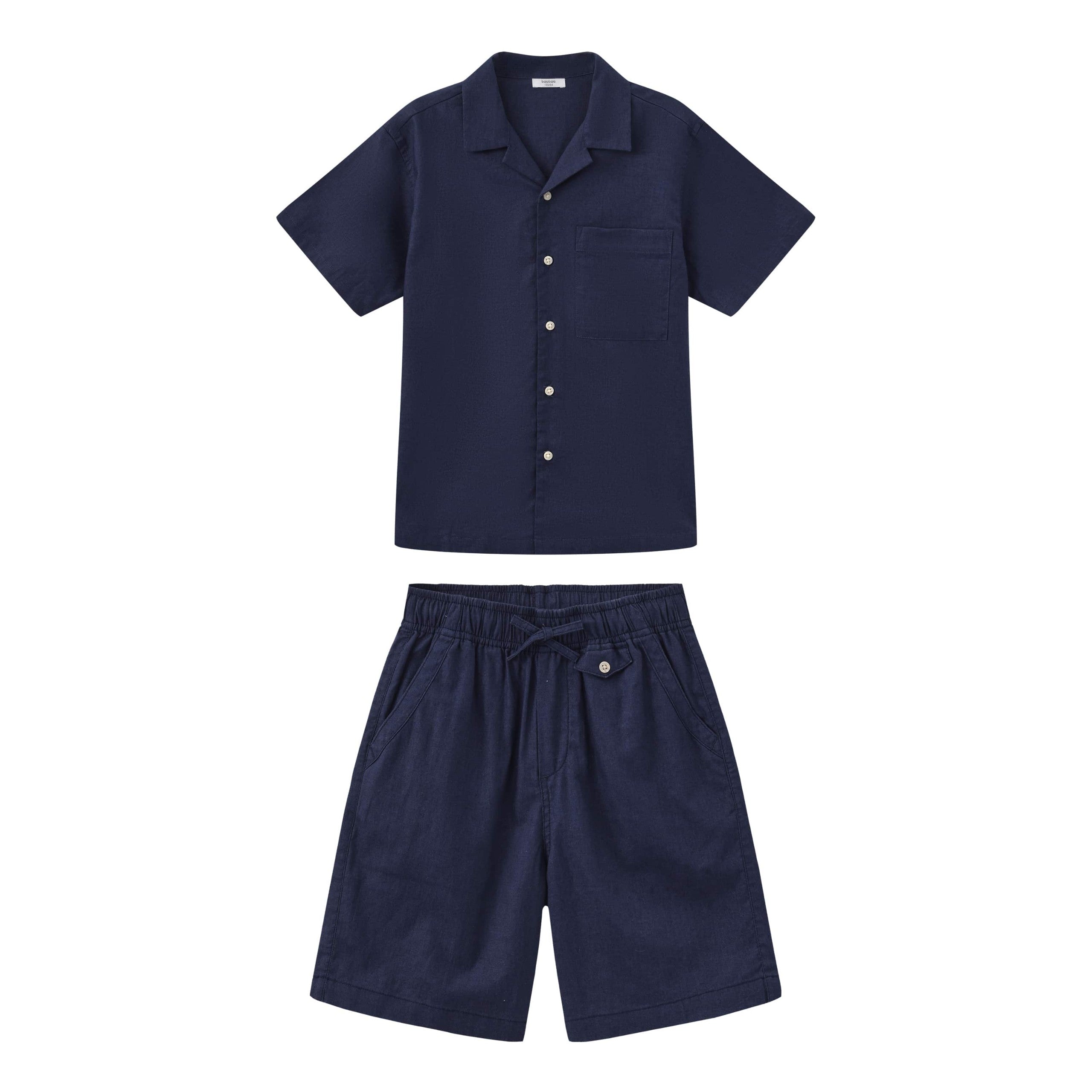 Balabala Boys Shirt Shorts Suit Navy