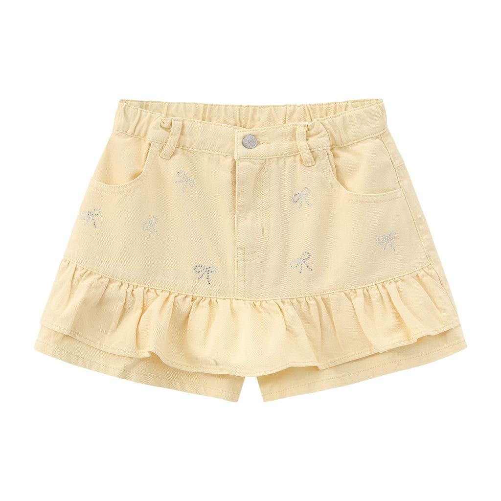 Balabala Girls Bow Denim Skirt Blue, Yellow
