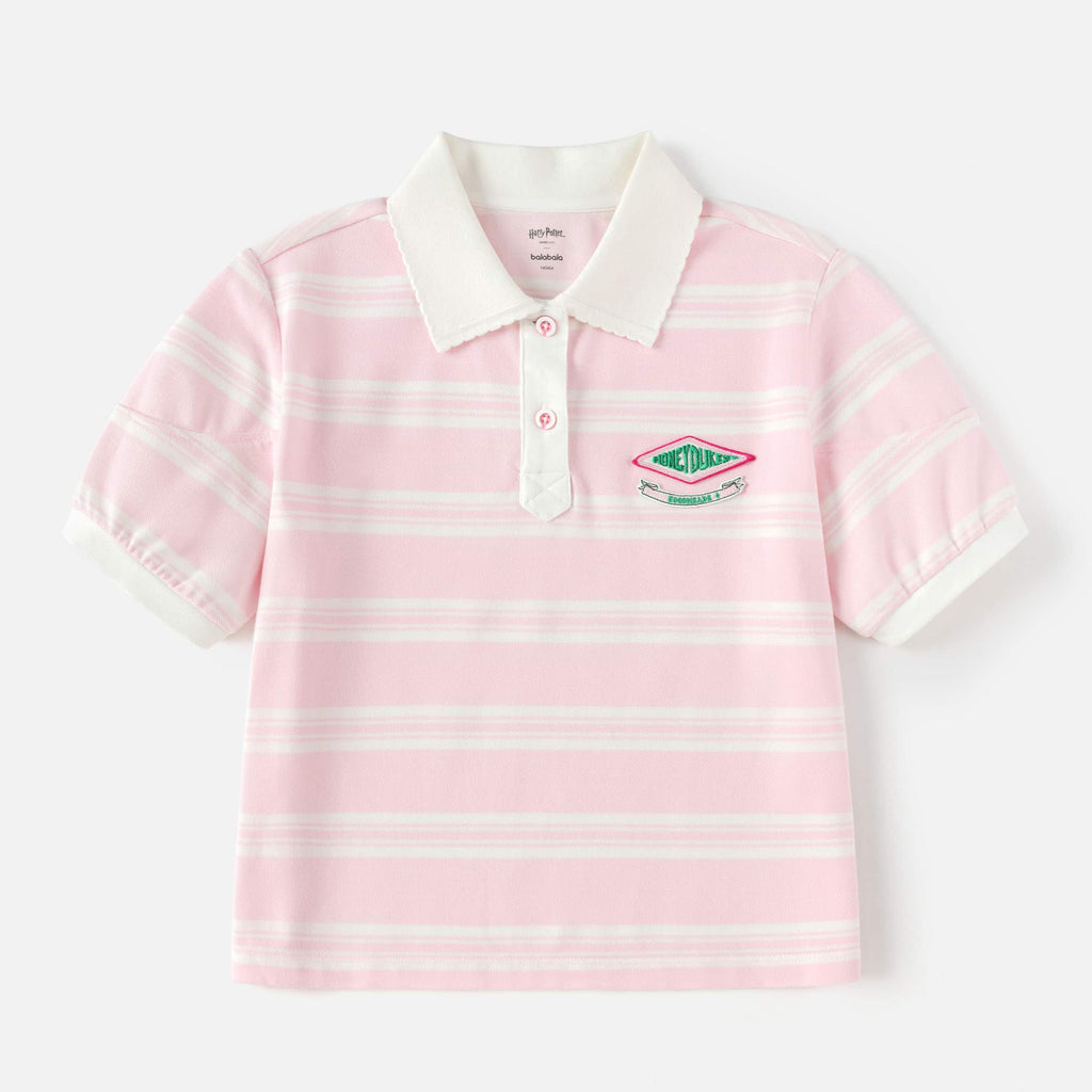 Balabala Polo Shirt Pink And White Striped