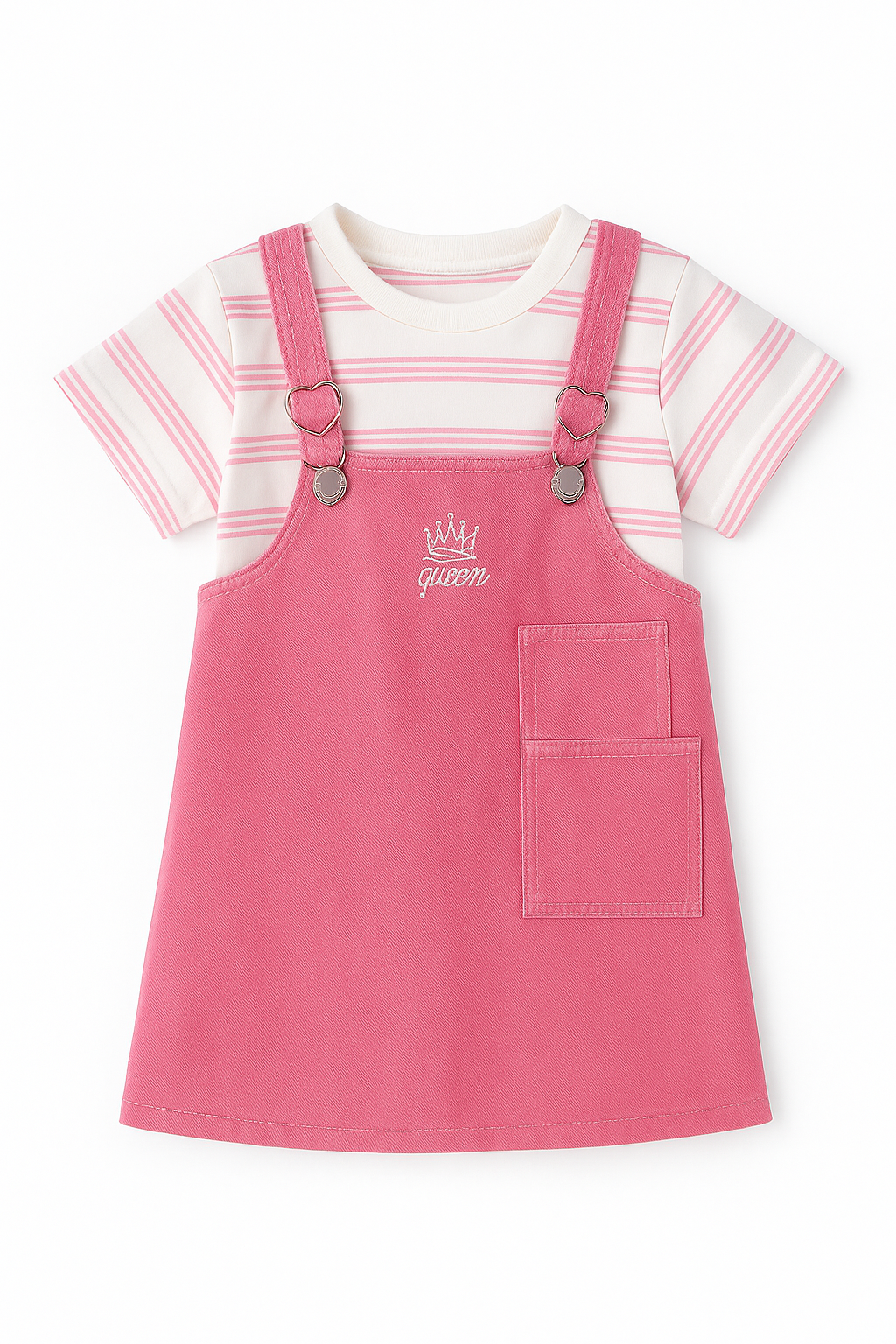 Balabala Dress Pink And White Cotton Blend