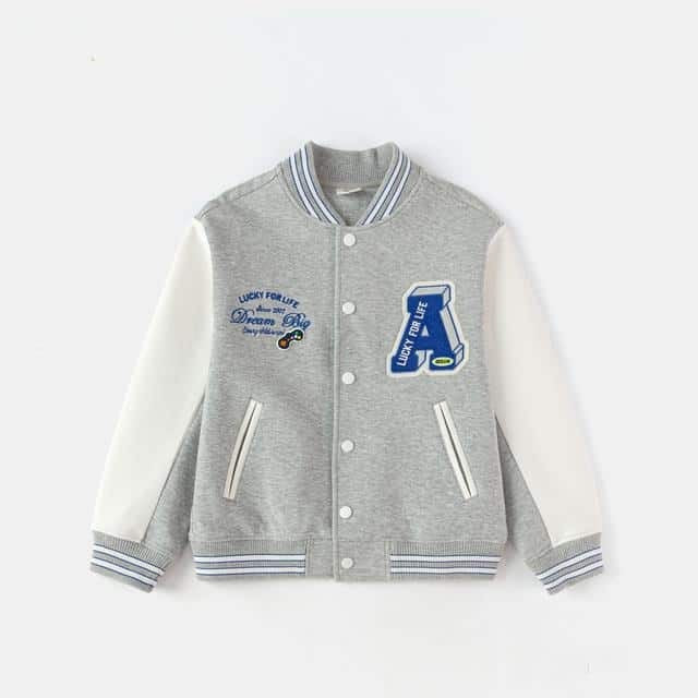 Balabala Boys Varsity Jacket Grey, Off-White
