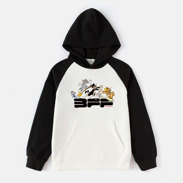 Balabala Boys Graphic Hoodie Black White