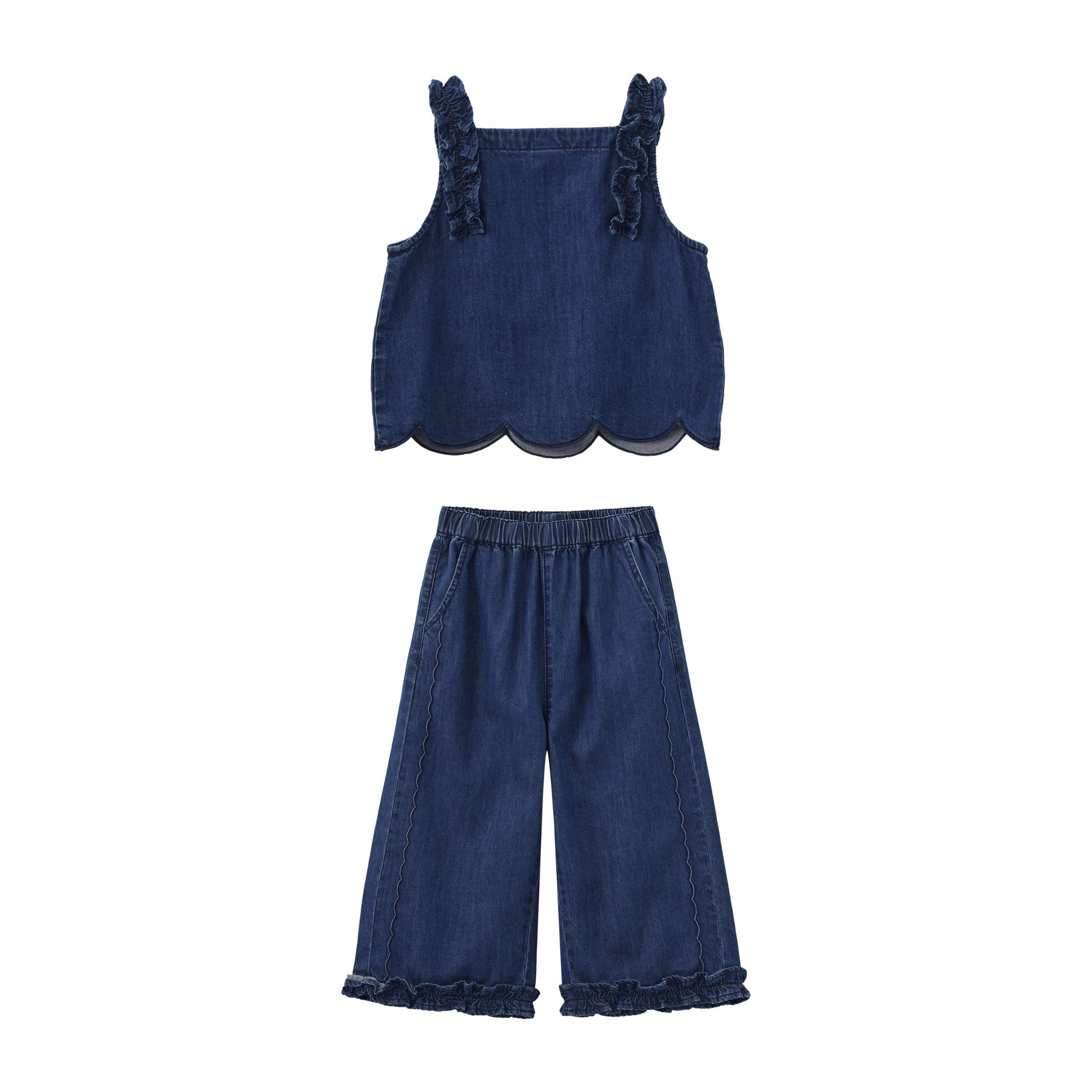 Balabala Girls Denim Suit Dark Blue