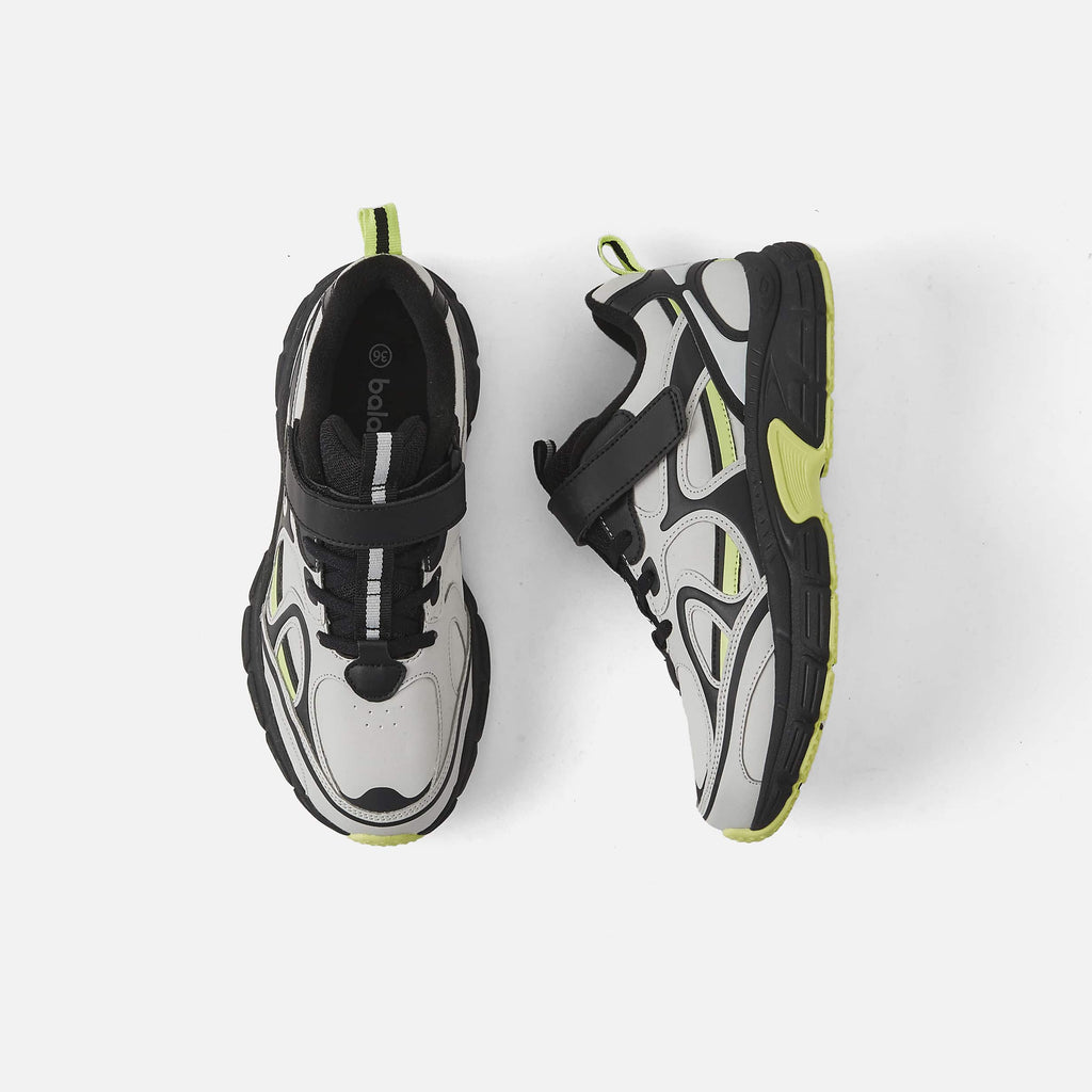 Balabala Sports Shoes Black, White, Neon Yellow