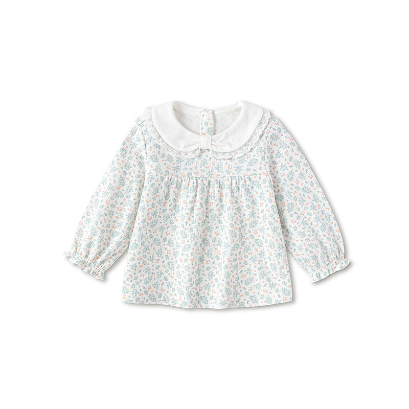 Balabala Baby Girl Lapel Long Sleeve T-Shirt