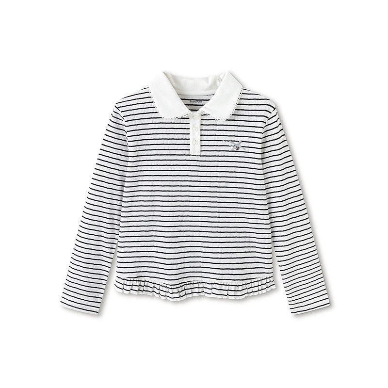 Balabala Kids Girl Round V-Neck Long-Sleeved T-Shirt